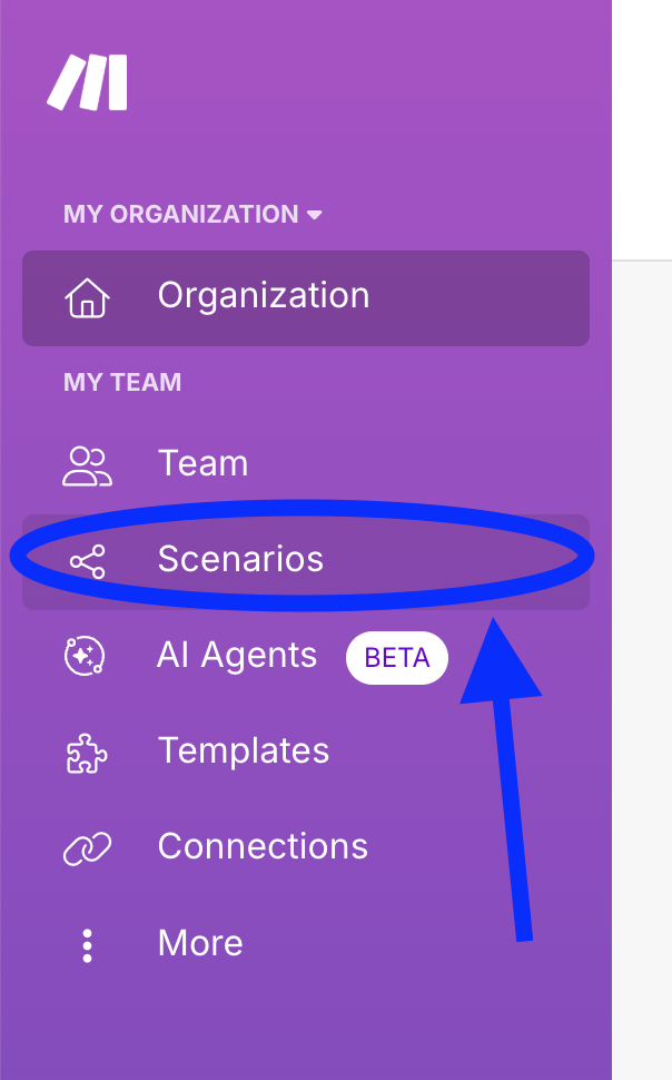 Navigate to Scenarios